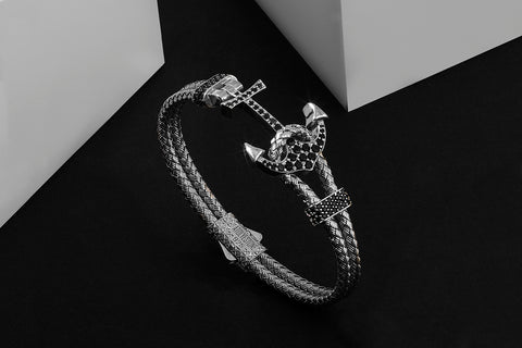Silver Anchor Bracelet Paved with Cubic Zirconia - Atolyestone