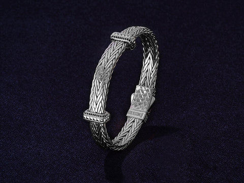 925 Sterling Silver Woven Bangle