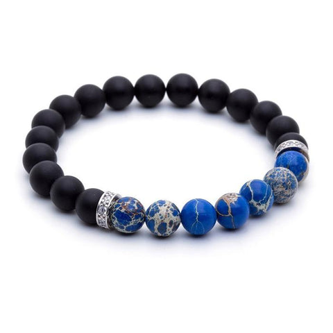 Blue Jasper and Agate Beaded Bracelet