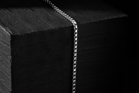 Men's Silver Box Chain Bracelet with White Diamonds