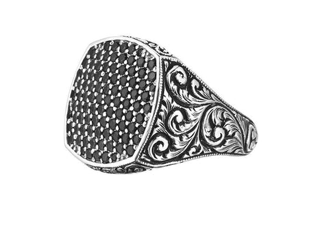  Classic Silver Cushion Pave Ring