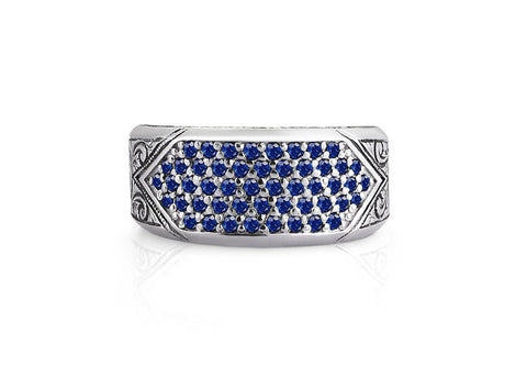 Men's Classic Pave Signet Ring in Sterling Silver