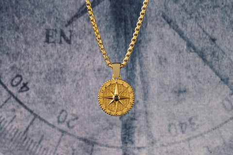 Compass Necklace in Solid Gold