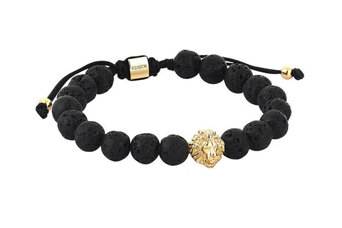 Black and gold agate bracelet with lion head