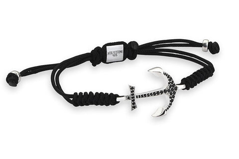 Anchor Macrame Bracelet with Black CZ - Atolyestone