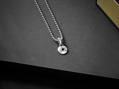 Men's Circle Evil Eye Pendant Necklace in 925 Sterling Silver