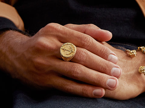 Men's Real Gold Anchor Ring - Atolyestone