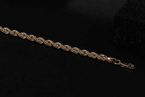 Men's Rope Chain Bracelet 14K Gold