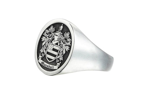 Men's Family Crest Signet Ring Oval in Solid Silver