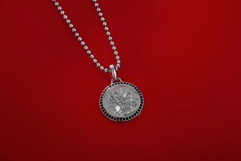 Men's Saint Christopher Protector Necklace in 925 Sterling Silver