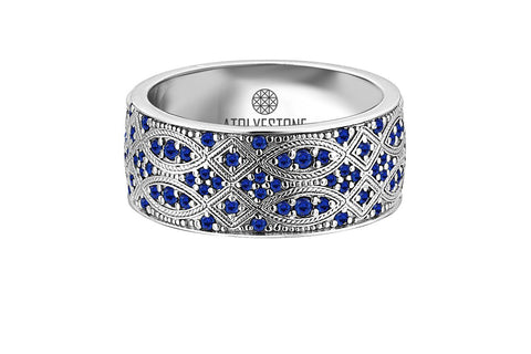 Blue Streamline Sapphire Band Ring in Silver