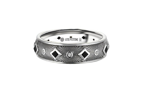 Silver Band Ring Paved With Cubic Zirconia - Atolyestone