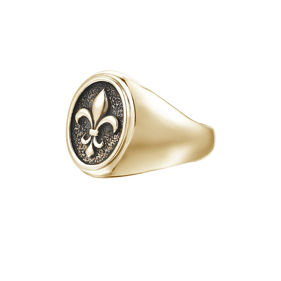 Men's Fleur De Lis Ring in Solid Gold - Atolyestone