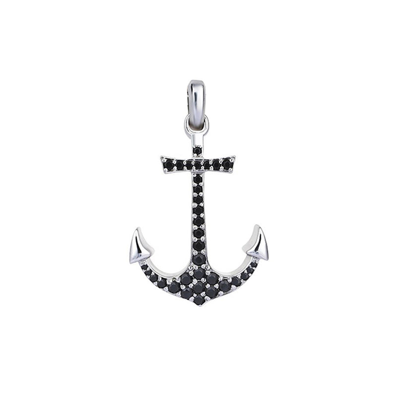 Men's Solid Gold Anchor Pendant with CZ or Diamonds - Atolyestone