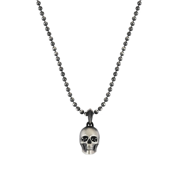 Men's Skull Charm Necklace Pendant in Silver - Atolyestone