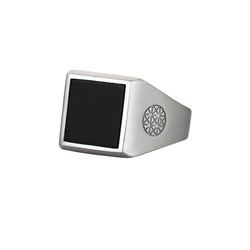 Men S Brushed Square Onyx Ring In Solid Silver Atolyestone