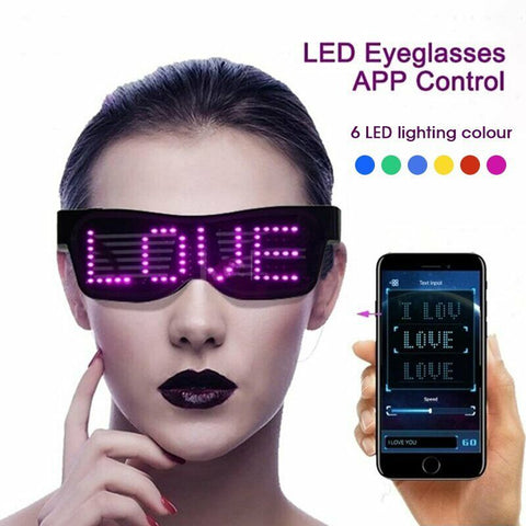 Bluetooth Programmable LED Text Display Glasses - USB Charging, Perfect for Parties and Festivals2