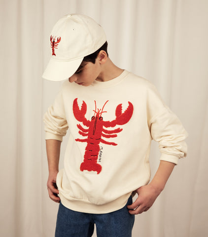 Little boy wearing Mini Rodini Lobster Chenille Sweatshirt
