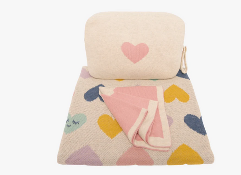 pink lemonade baby blanket hearts set