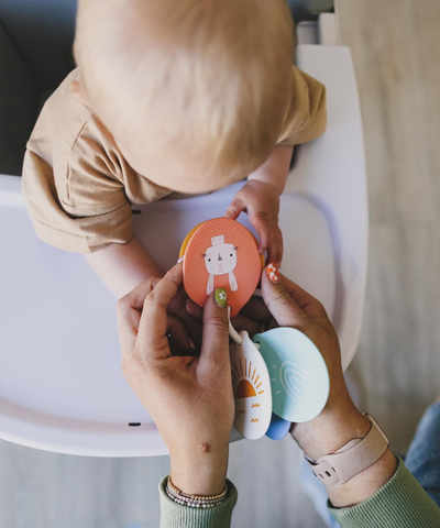 Baby using loulou lollipop flashcards