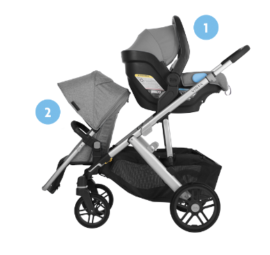 Mixed age children on UppaBaby vista stroller