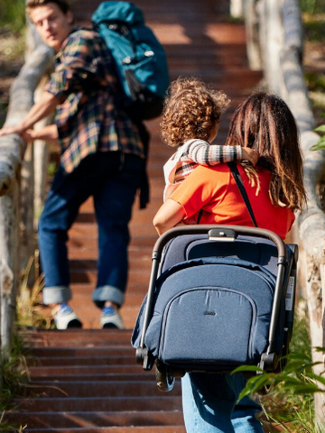 Family traveling with baby