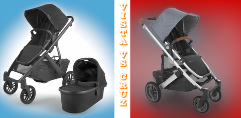 vista and cruz strollers pictured back to back