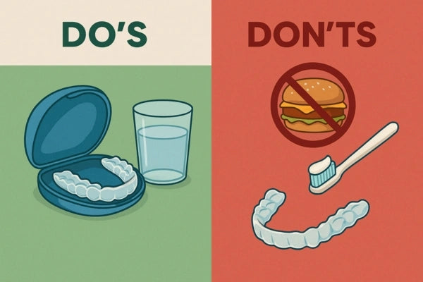 An image showing food do’s and don’ts with clear
aligners.