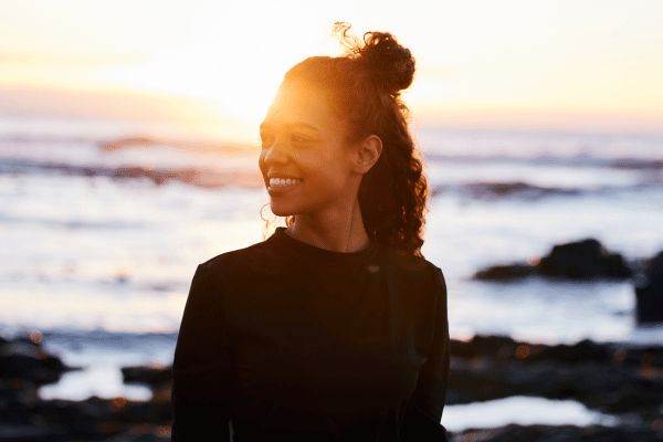 woman smiling brightly