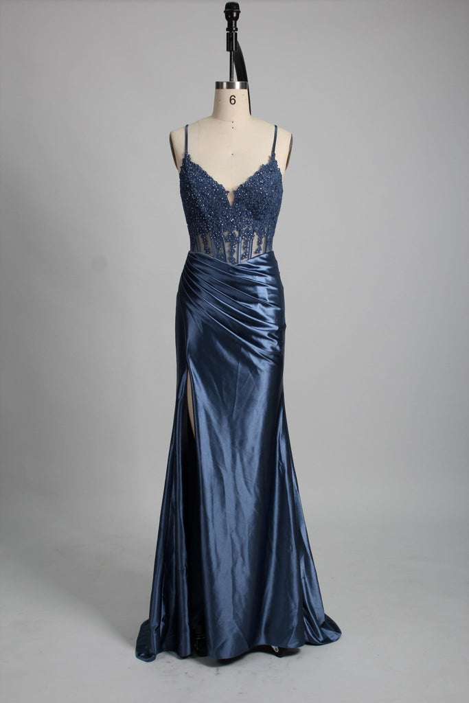 Royal Blue Corset Prom Dress in Royal Blue - Cargo Clothing