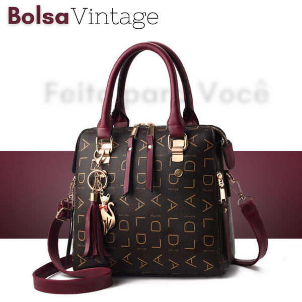 Bolsa Feminina Vintage de Couro – ALD, Bolsa Feminina Retrô Clássica, Bolsa Feminina ALD, Bolsa Coro Legitimo, Bolsa Feminina