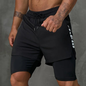 New Men Running Shorts Gym Sports Shorts 2 In 1 Quick Dry Workout Training Gym Fitness Jogging Short Pants Summer Men Shorts - Pain To Beauty