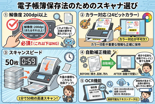 電子帳簿保存法適応するスキャナー選び