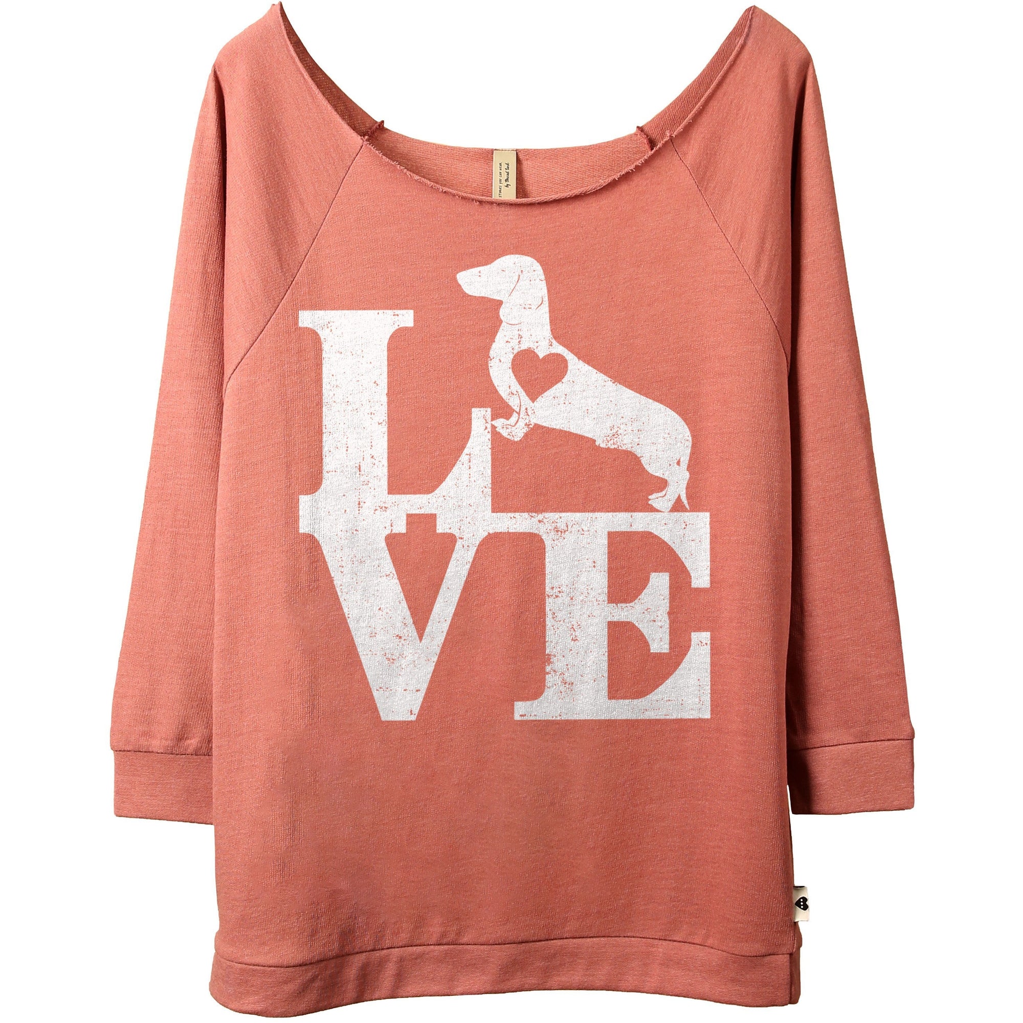 LOVE Dachshund Dog Women's Cozy Fleece Longsleeves Sweater Heather Grey