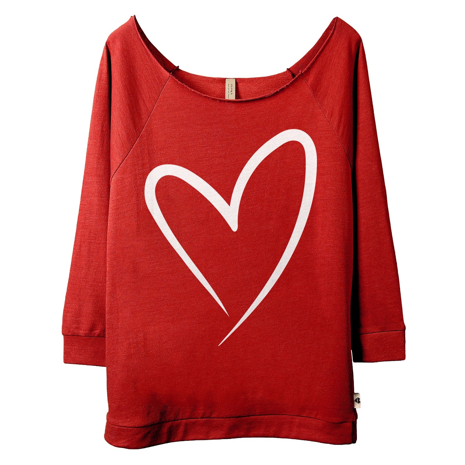 Small Heart Women's Graphic Printed Slouchy 3/4 Sleeves Lightweight  Sweatshirt