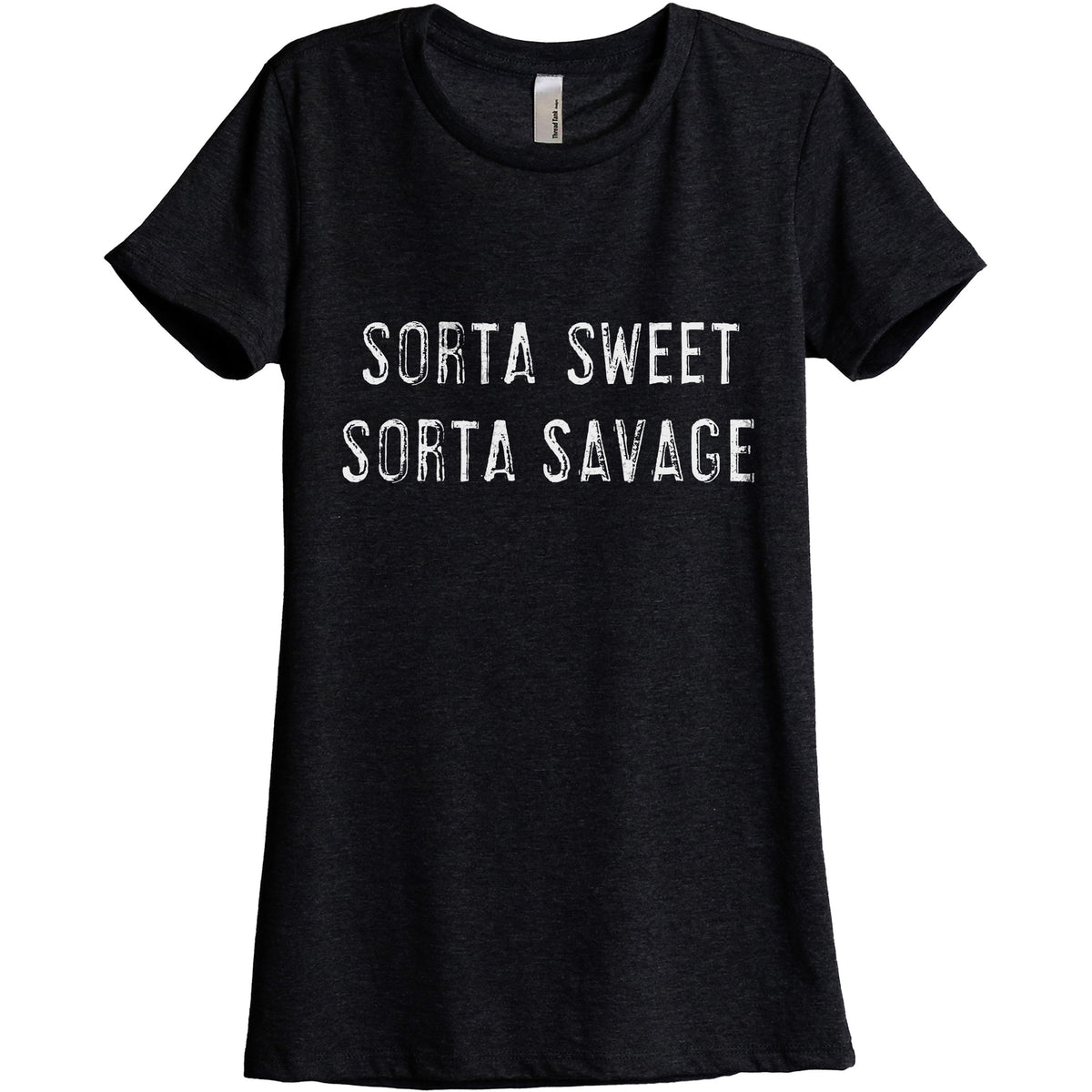 Sorta Sweet Sorta Savage Women Relaxed Crew T-Shirt Tee Graphic Top ...