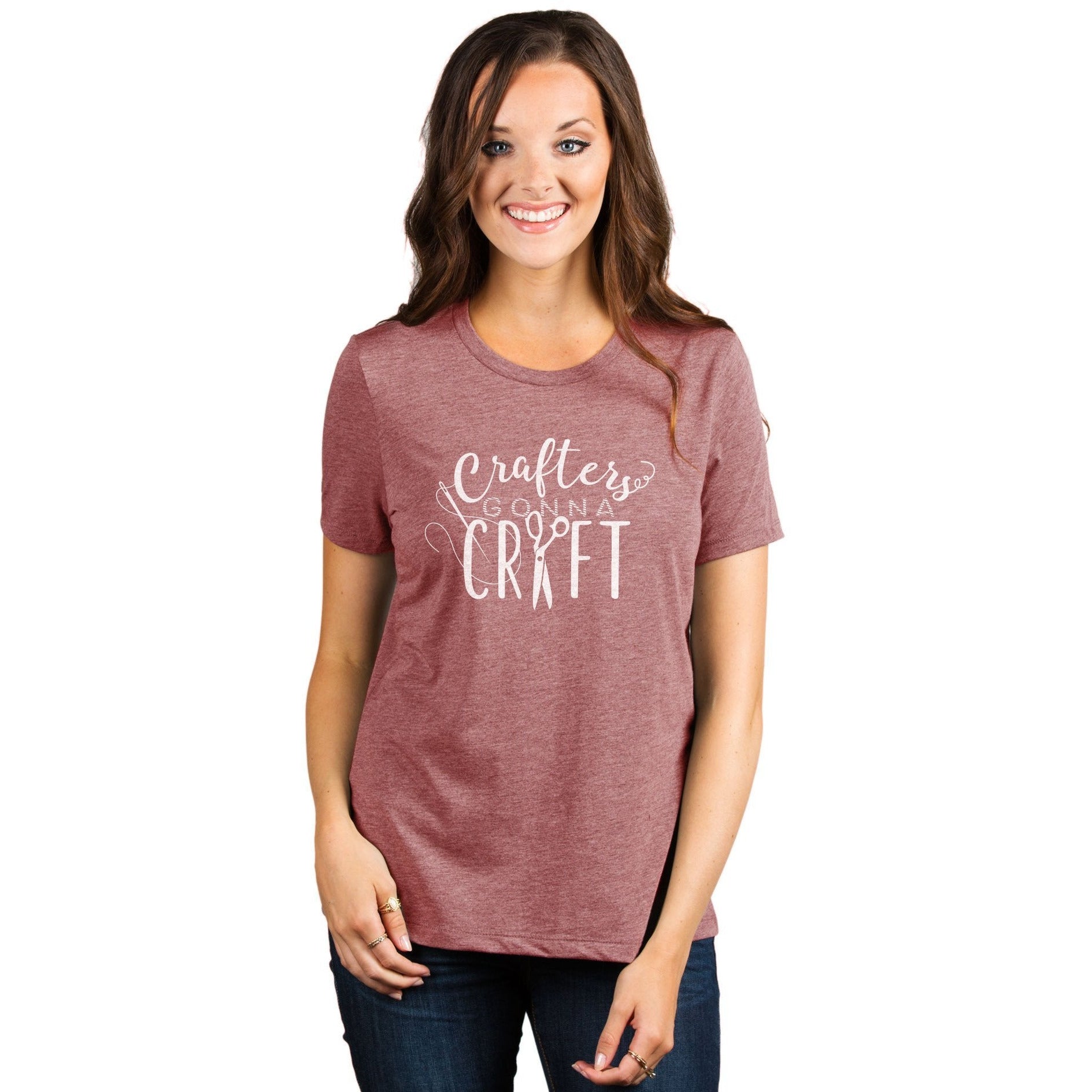 Crafters Gonna Craft Women's Relaxed Crewneck Graphic T-Shirt Top Tee ...