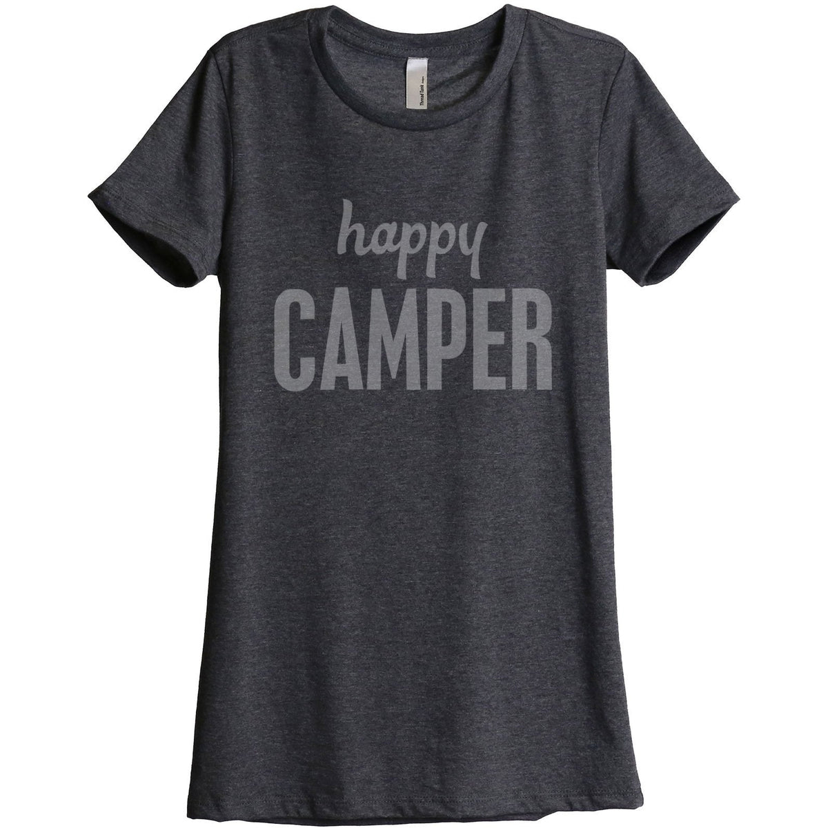 Happy Camper Women Relaxed Crew T-Shirt Tee Graphic Top - Stories You ...