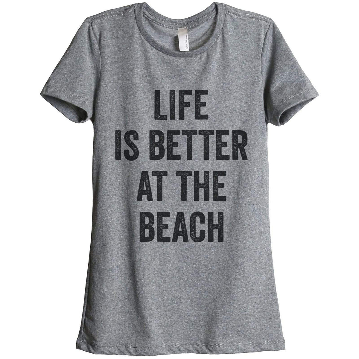 Life Is Better At The Beach Women Relaxed Crew T-Shirt Tee Graphic Top ...