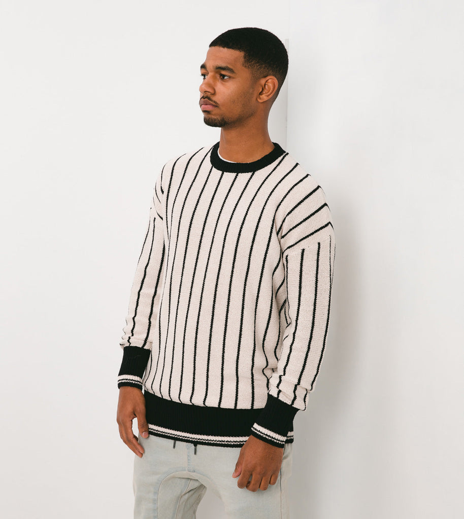 Pinstripe Chunk Crew Knit Shell/Black - Sale – ZANEROBE Global