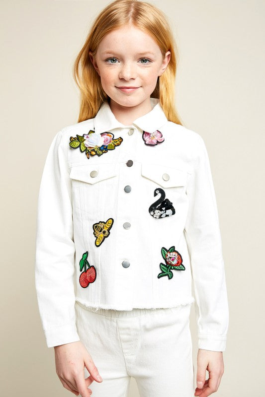 girls white denim jacket