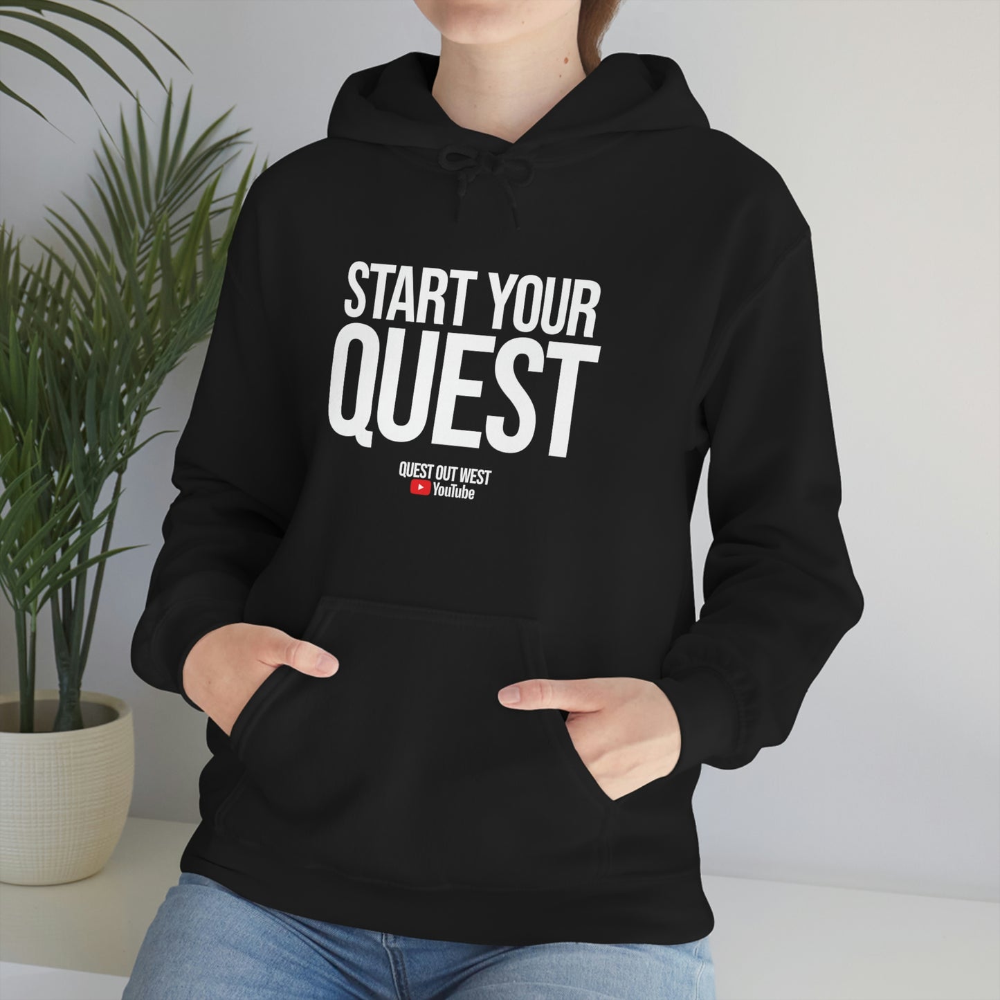 Start Your Quest (white text on dark) Unisex Heavy Blend™ Hooded Sweatshirt