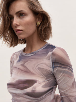 Nura Long Sleeve Top in Orbit Print