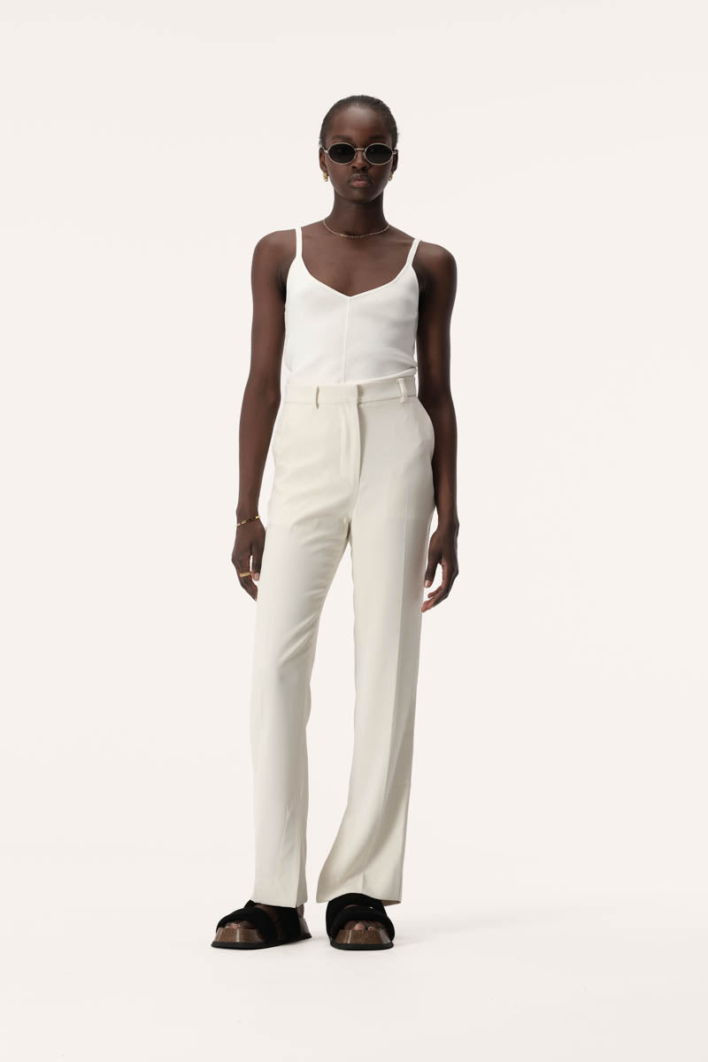 Frida High Waisted Tailored Pant in Ivory | Elka Collective
