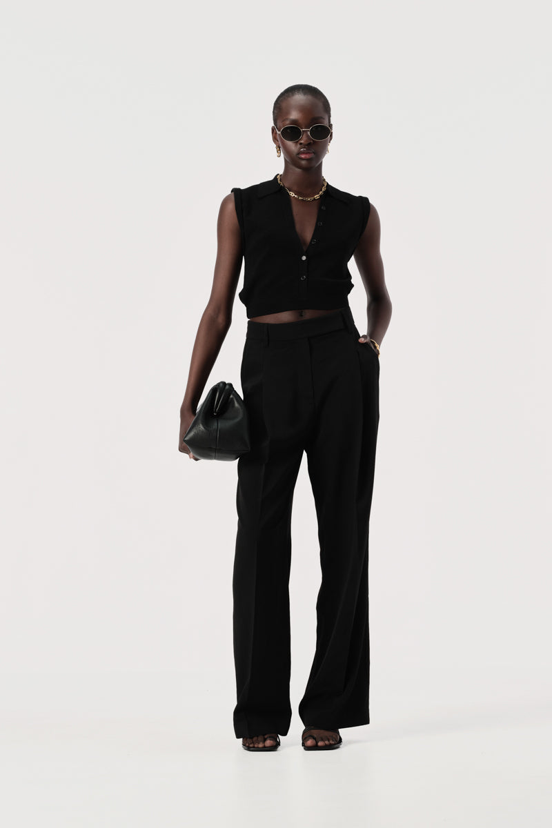 Aida Tailored Straight Leg Work Pant in Black | Elka Collective