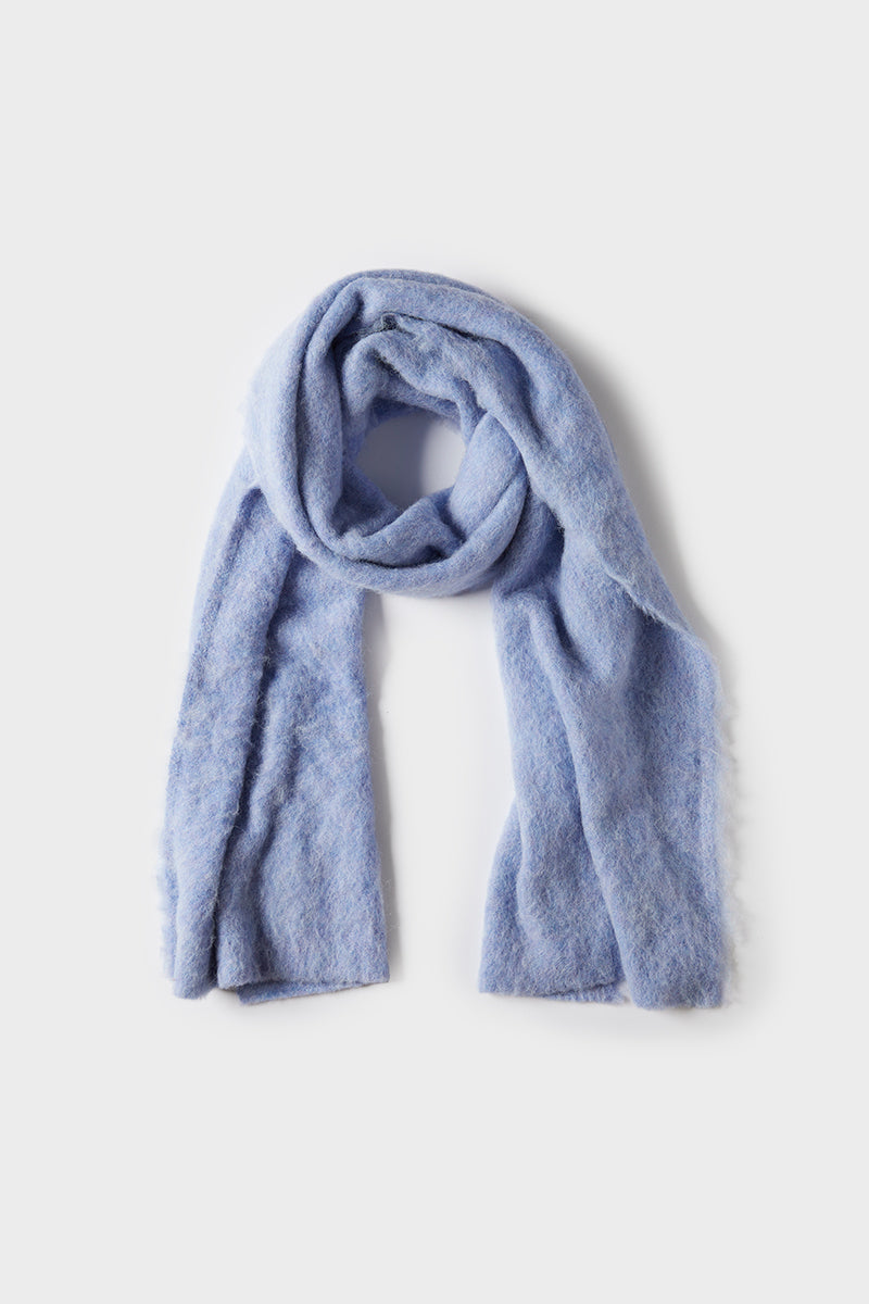 DESCOURS PARIS, ACRYLIC WOOL BLEND SCARF, BLUES, MADE IN FRANCE