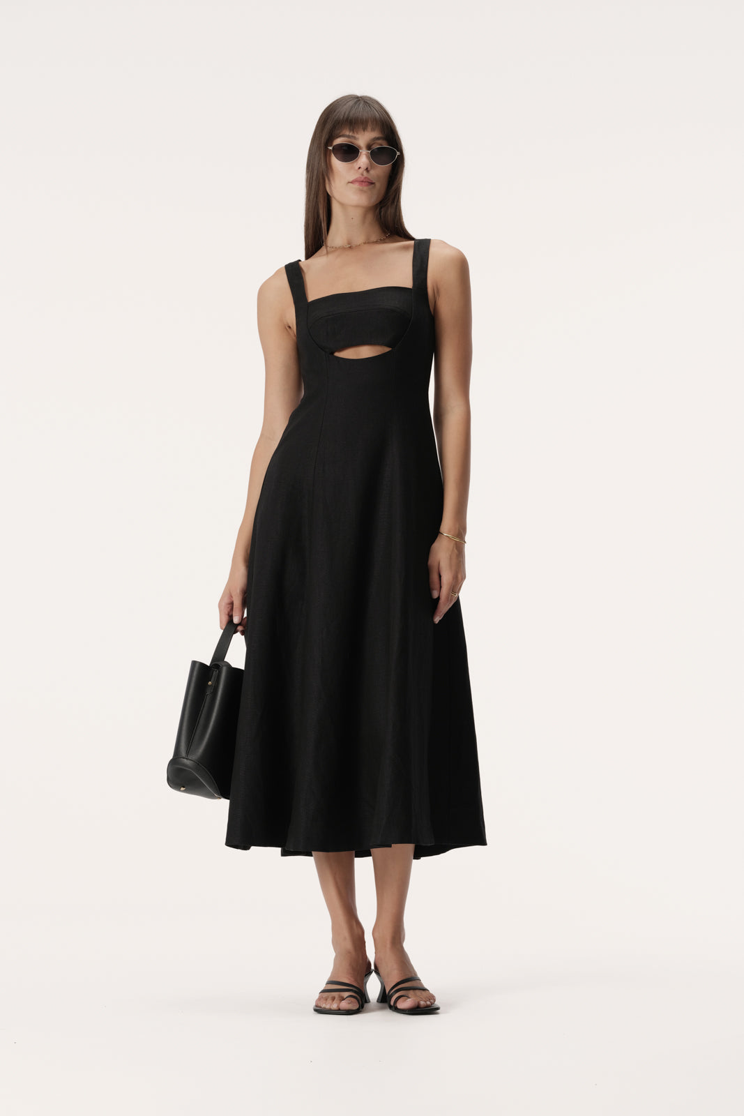 Watson Sleeveless Linen Midi Dress in Black – Elka Collective