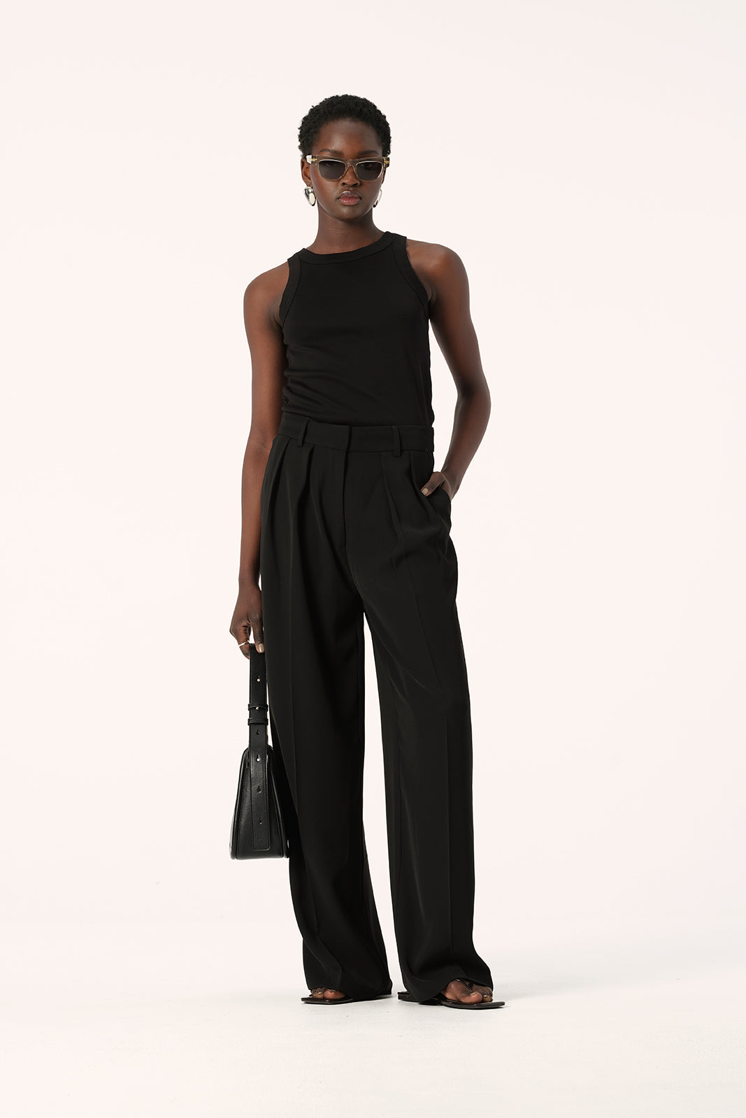Ariel Straight Leg Suit Pant in Black | Elka Collective