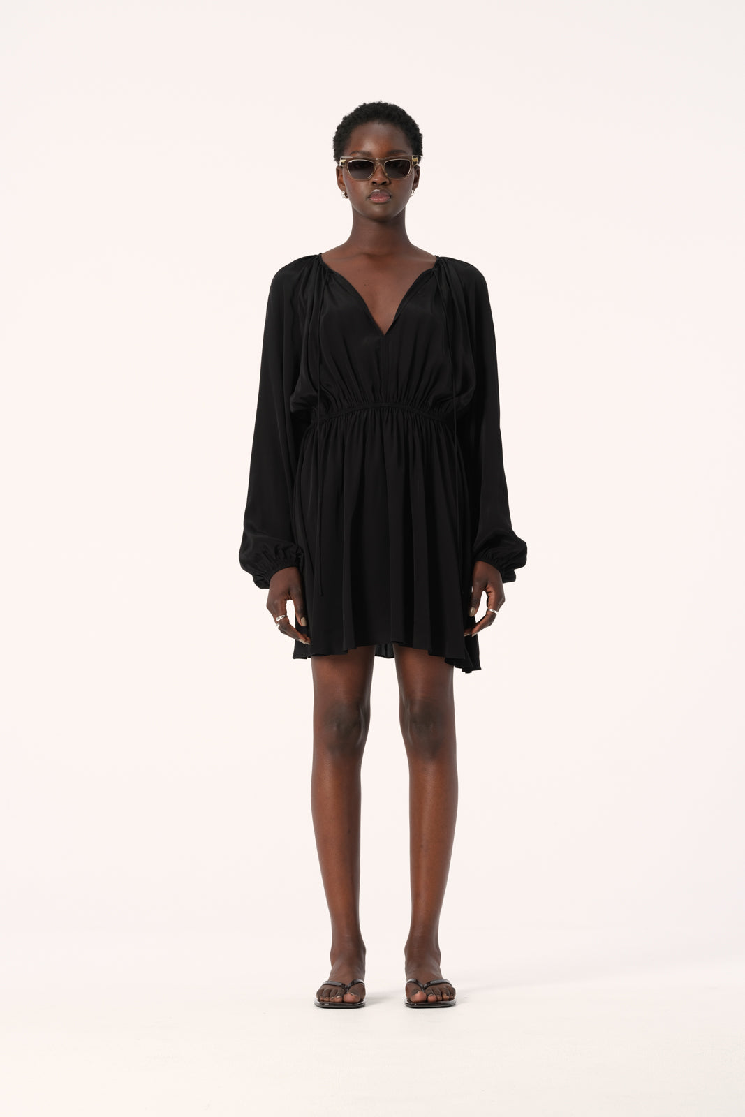 Arles V-Neck Mini Dress Black | Elka Collective