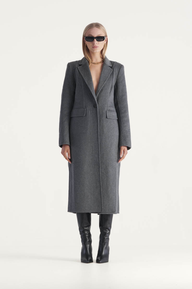 Alba Wool Coat in Dark Grey Marle | Elka Collective